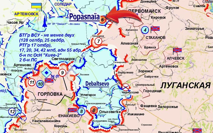 FLASH-INFO : La ville de Popasnaïa est prise. Le chaudron de Debaltsevo enferme désormais 8 000 soldats ukrainiens