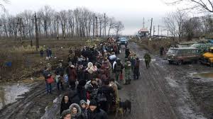 Uglegorsk residents evacuated by the militias from the town destroyed by Ukrainian “Grads”