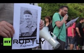 Greece: Antifa protesters rally against assassination of LPR commander Alexsei Mozgovoy (video)