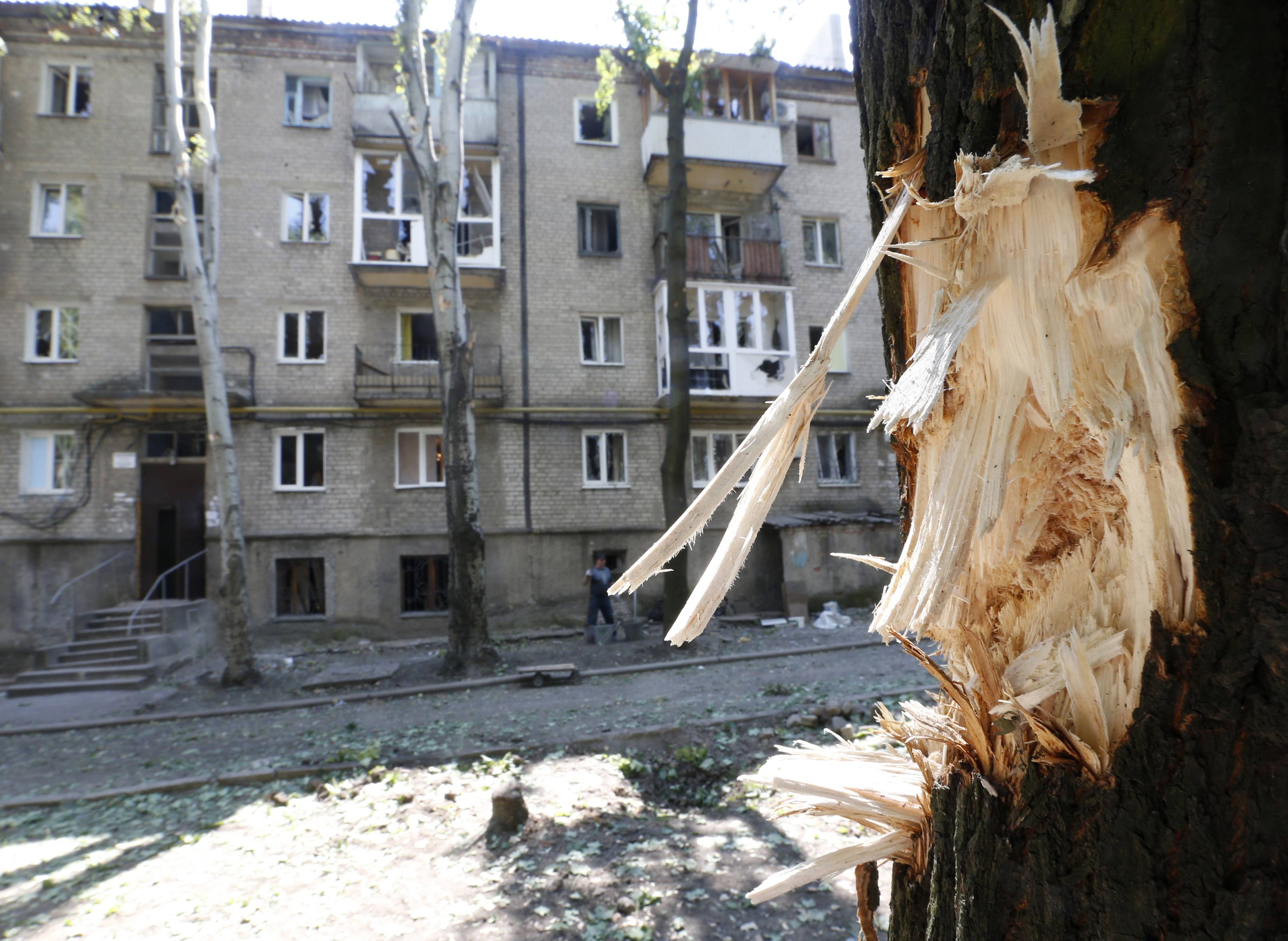 Results of shelling committed by Ukrainian fighters at Donetsk