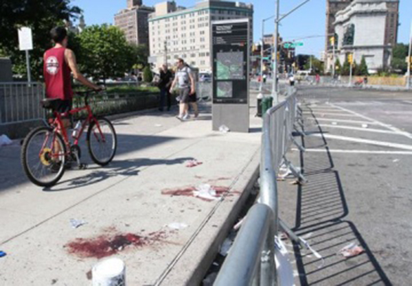 The stabbing death and the first shooting happened at Brooklyn’s Grand Army Plaza, the destination of the parade, according to the (New York) Daily News